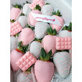 20pcs Pink & Purple with Mini Choc Bars Chocolate Strawberries Gift Box